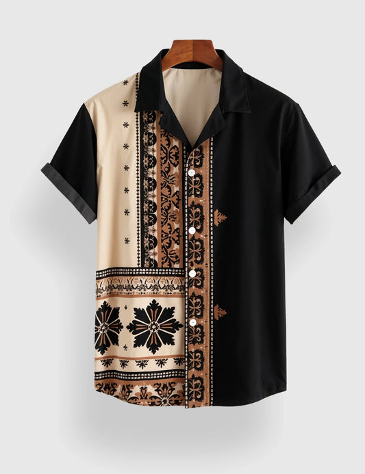 Green Patch Designer Men's Half Sleeves Printed Shirt Exclusive