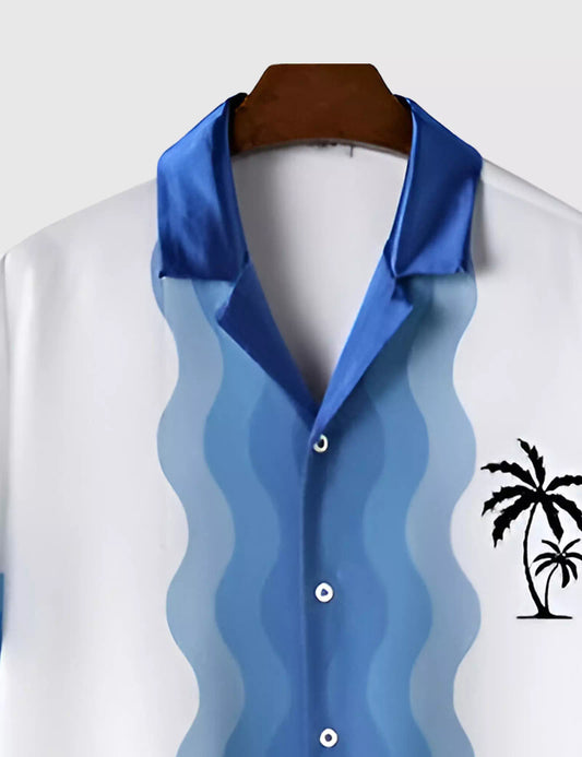Blue White Shade Designer Men's Half Sleeves Printed Shirt Exclusive