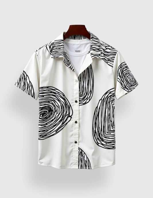 White Mandala Men's Half Sleeves Printed Shirt Exclusive