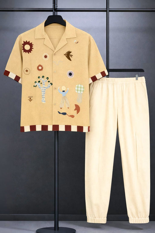 Canvas Story Men's Casual Half Sleeve Shirt and Full Pant Set - XPCRDF