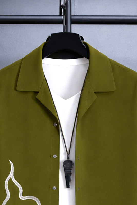 Olive Aura Men's Casual Half Sleeve Shirt and Full Pant Set - XPCRDF