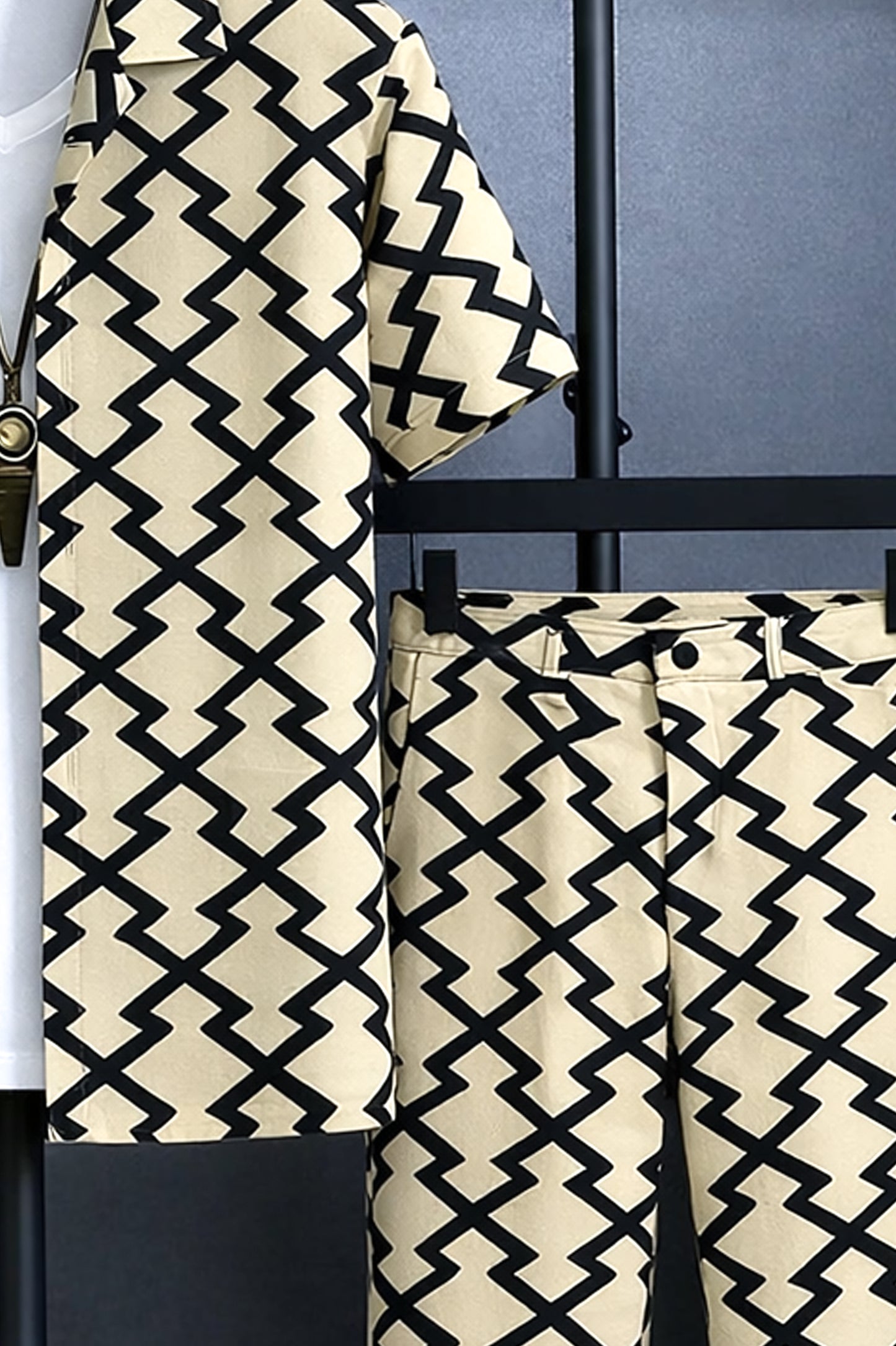 Classy Z Pattern Men's Casual Half Sleeve Shirt and Full Pant Set - XPCRDF