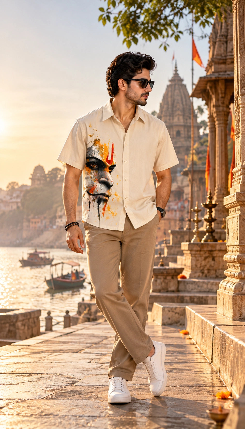 Multi Hanuman Printed Half Sleeves Shirt - XPSTHS