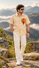 Orange Hanuman Mythological Half Sleeves Shirt - XPSTHS