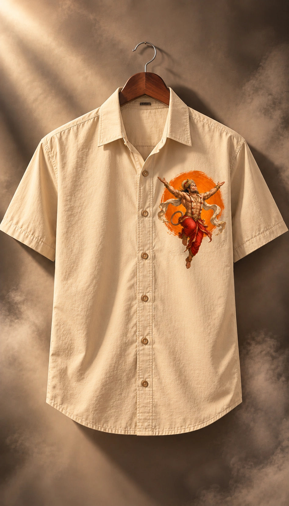 Orange Hanuman Mythological Half Sleeves Shirt - XPSTHS