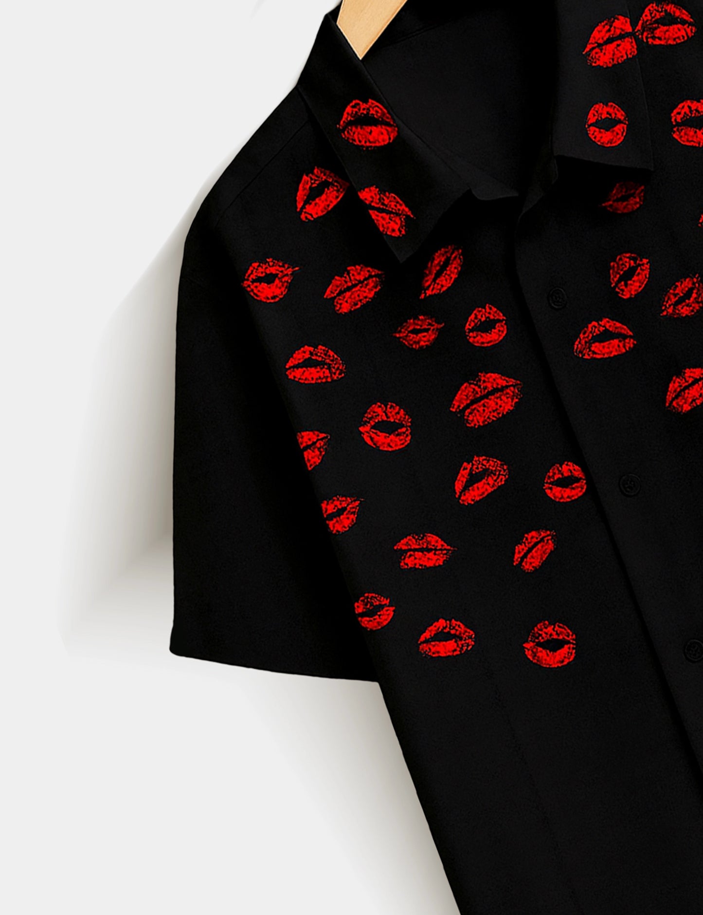 Black Lipstick Printed Essential Everyday Cotton Shirt for Men - XPST