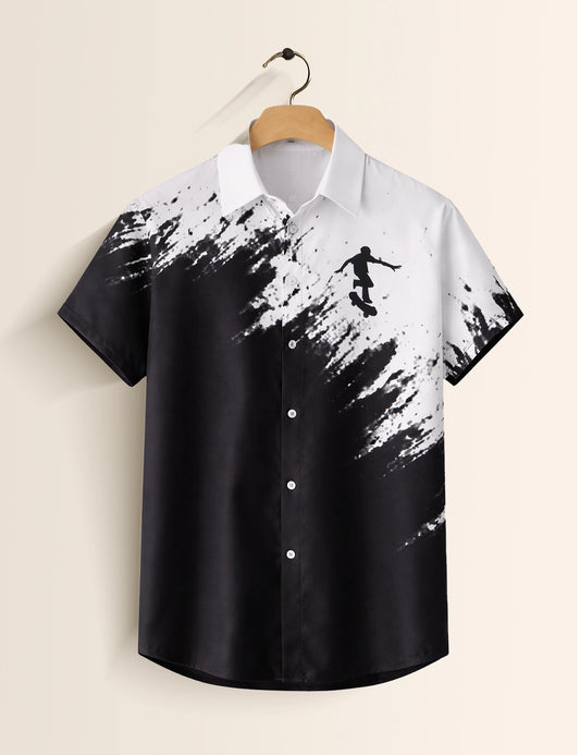 Black Surfing Mens Classic Half Sleeves Shirt - XPST