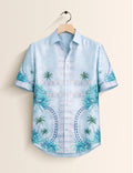 Blue Flowery Mens Classic Half Sleeves Shirt - XPST