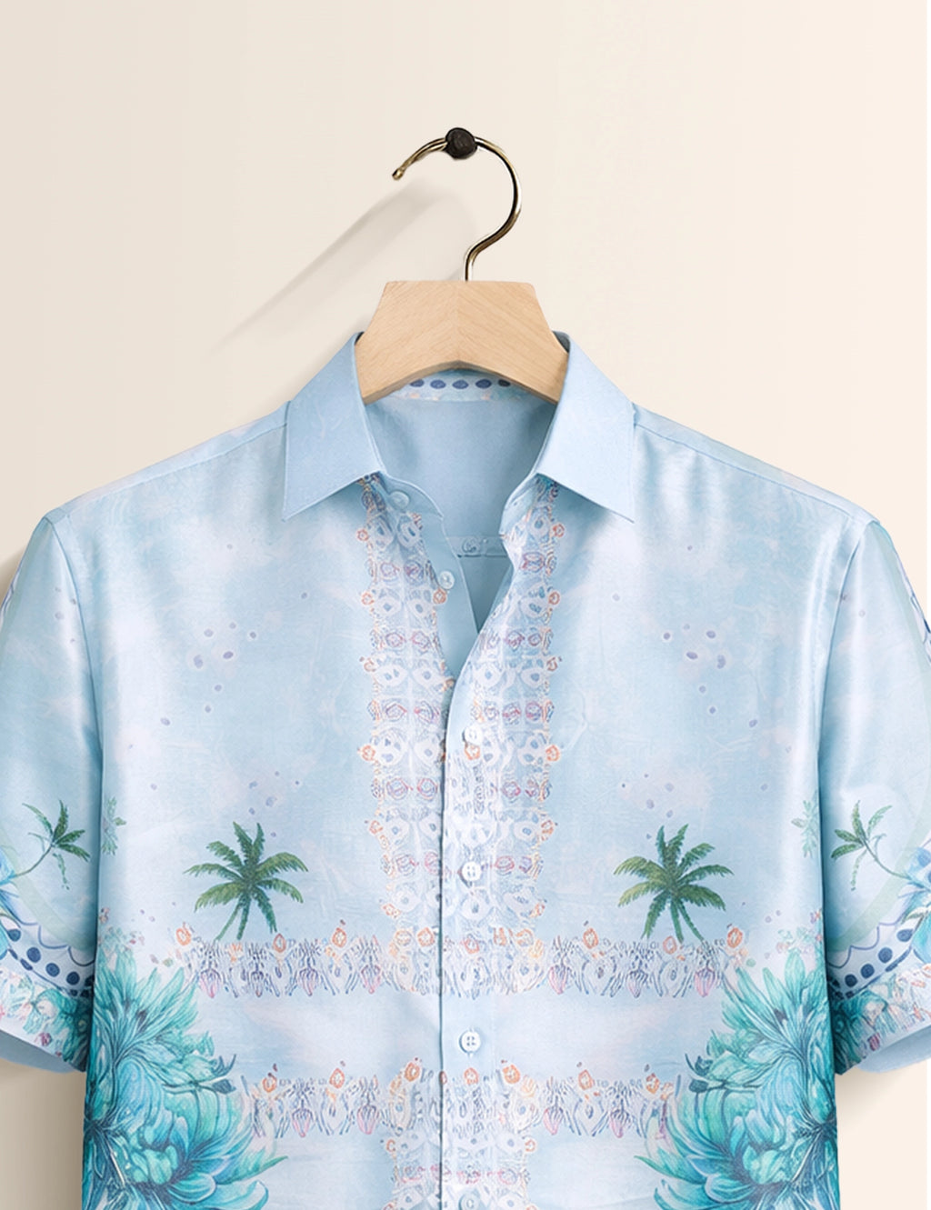 Blue Flowery Mens Classic Half Sleeves Shirt - XPST
