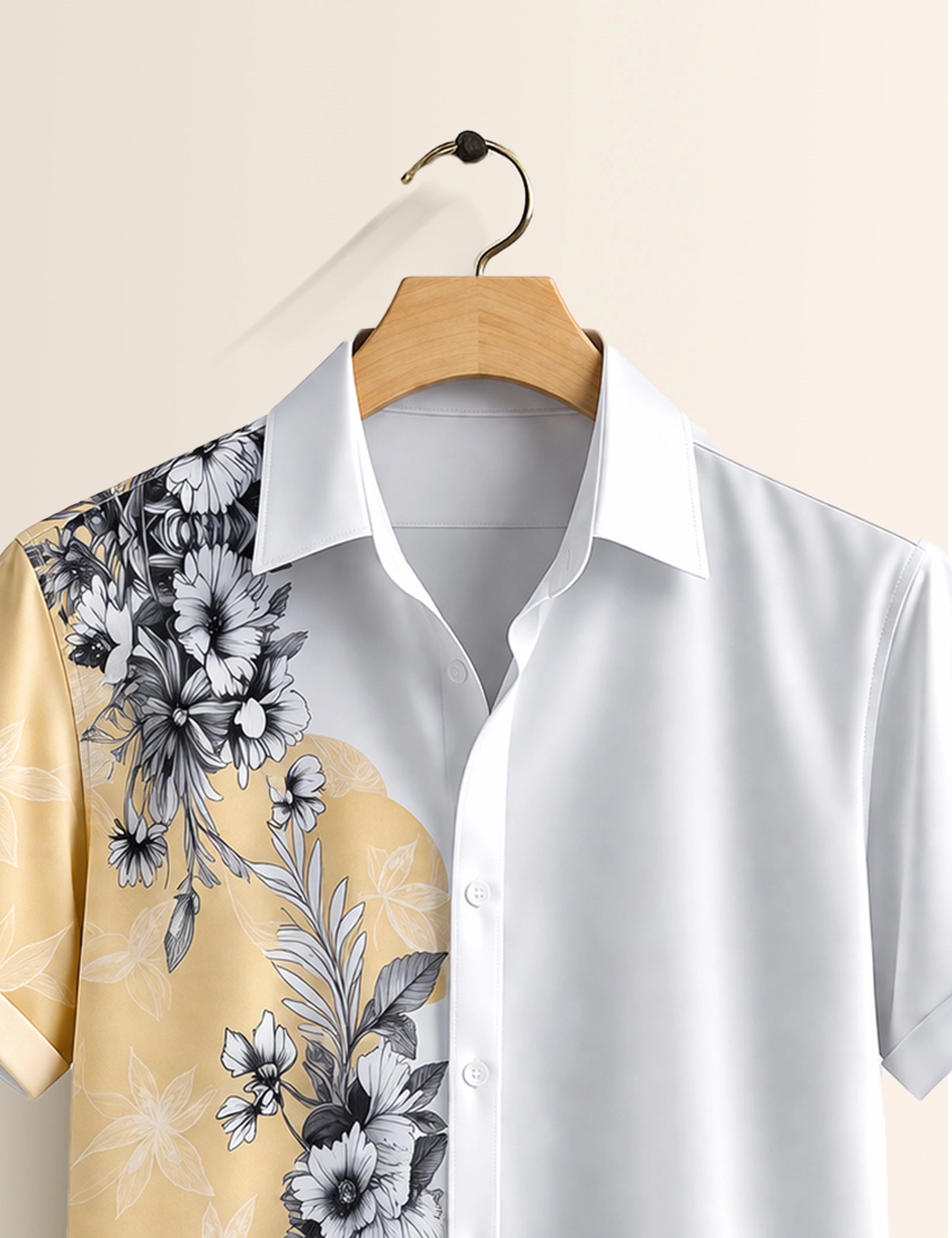 BL Side Flower Mens Classic Half Sleeves Shirt - XPST