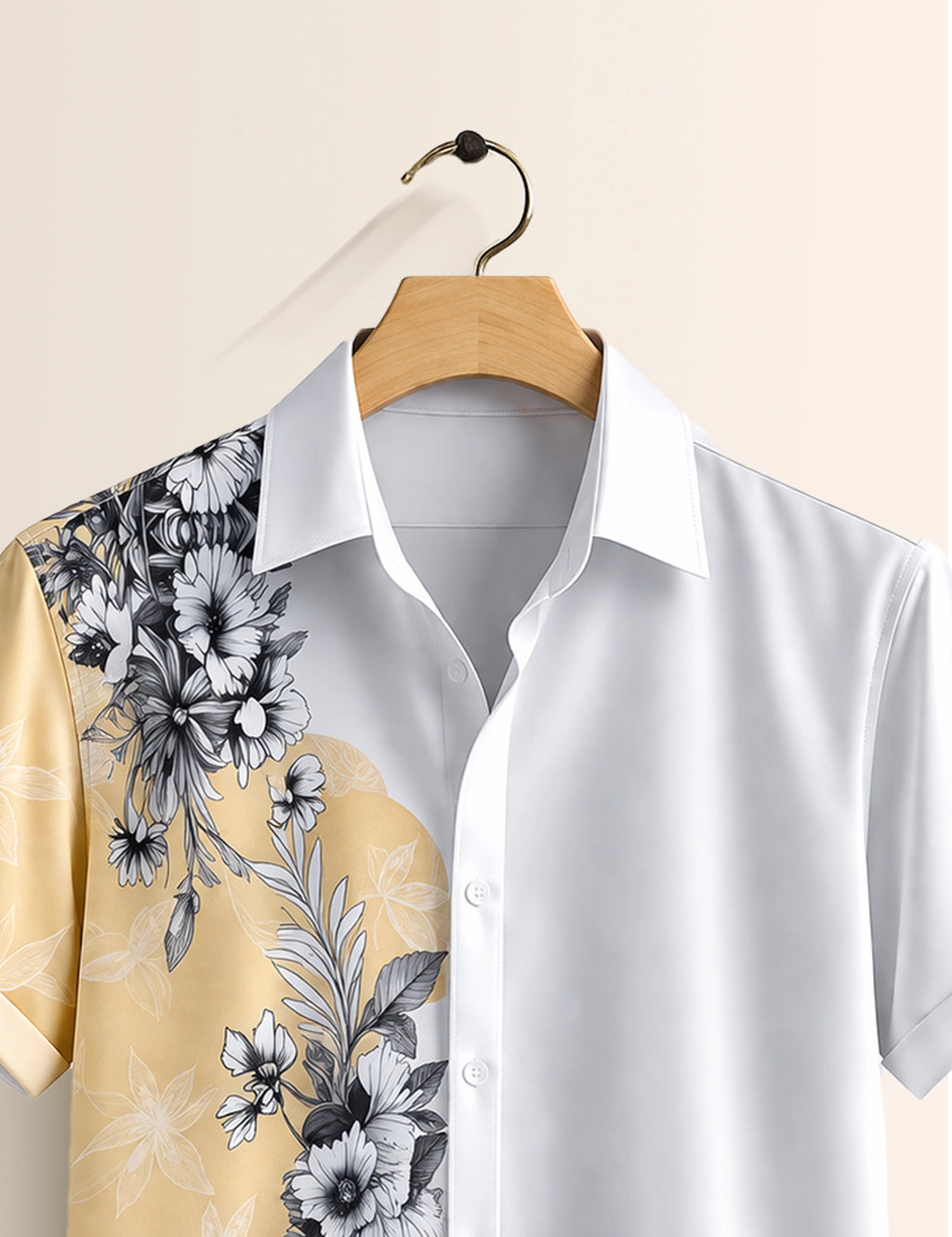 BL Side Flower Mens Classic Half Sleeves Shirt - XPST