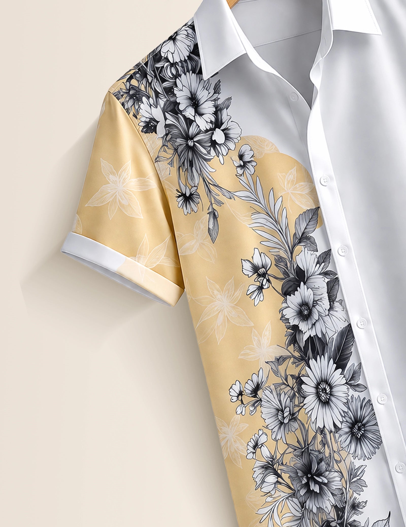 BL Side Flower Mens Classic Half Sleeves Shirt - XPST