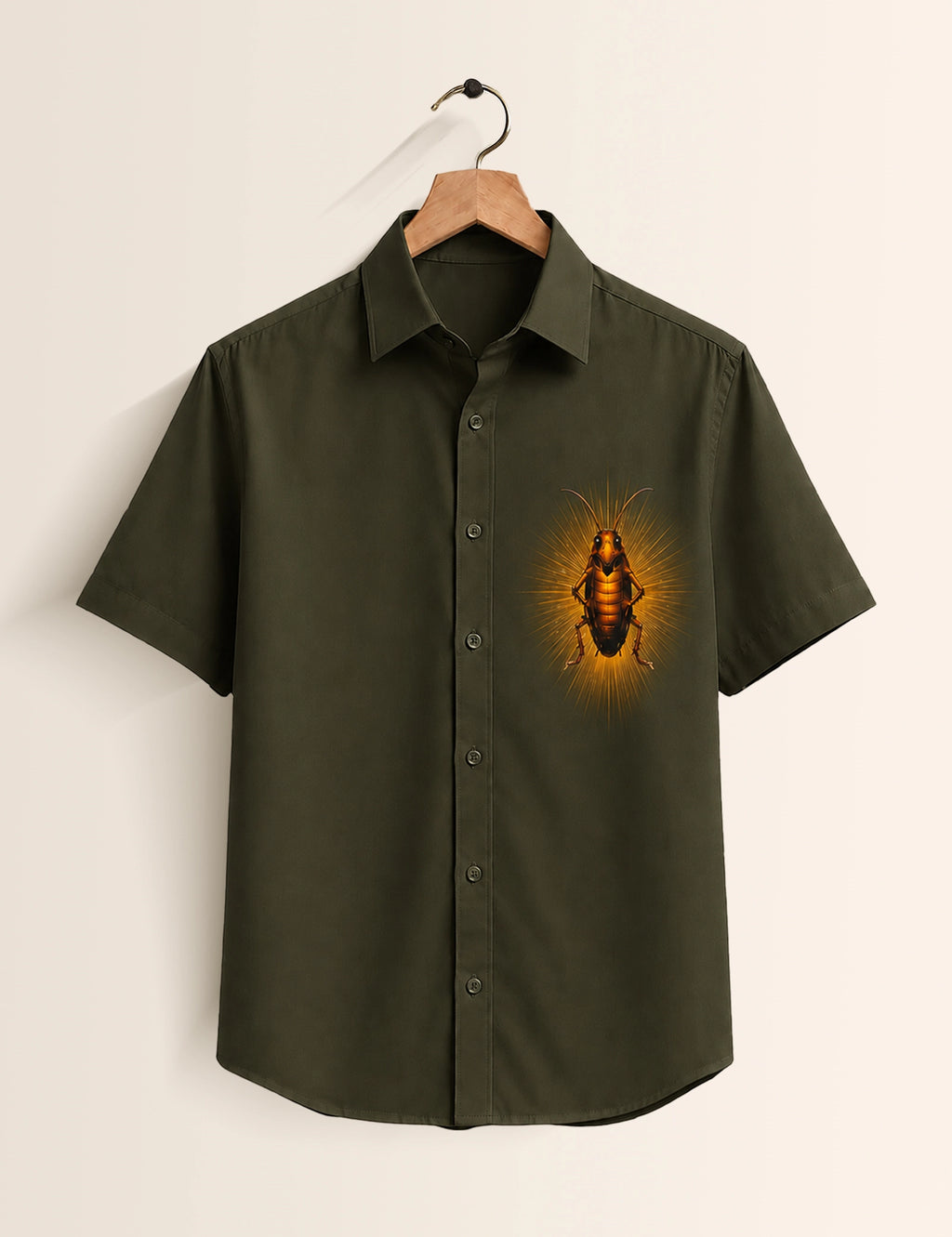 Green Cockroach Printed Boys Half Sleeves Shirts - XPST