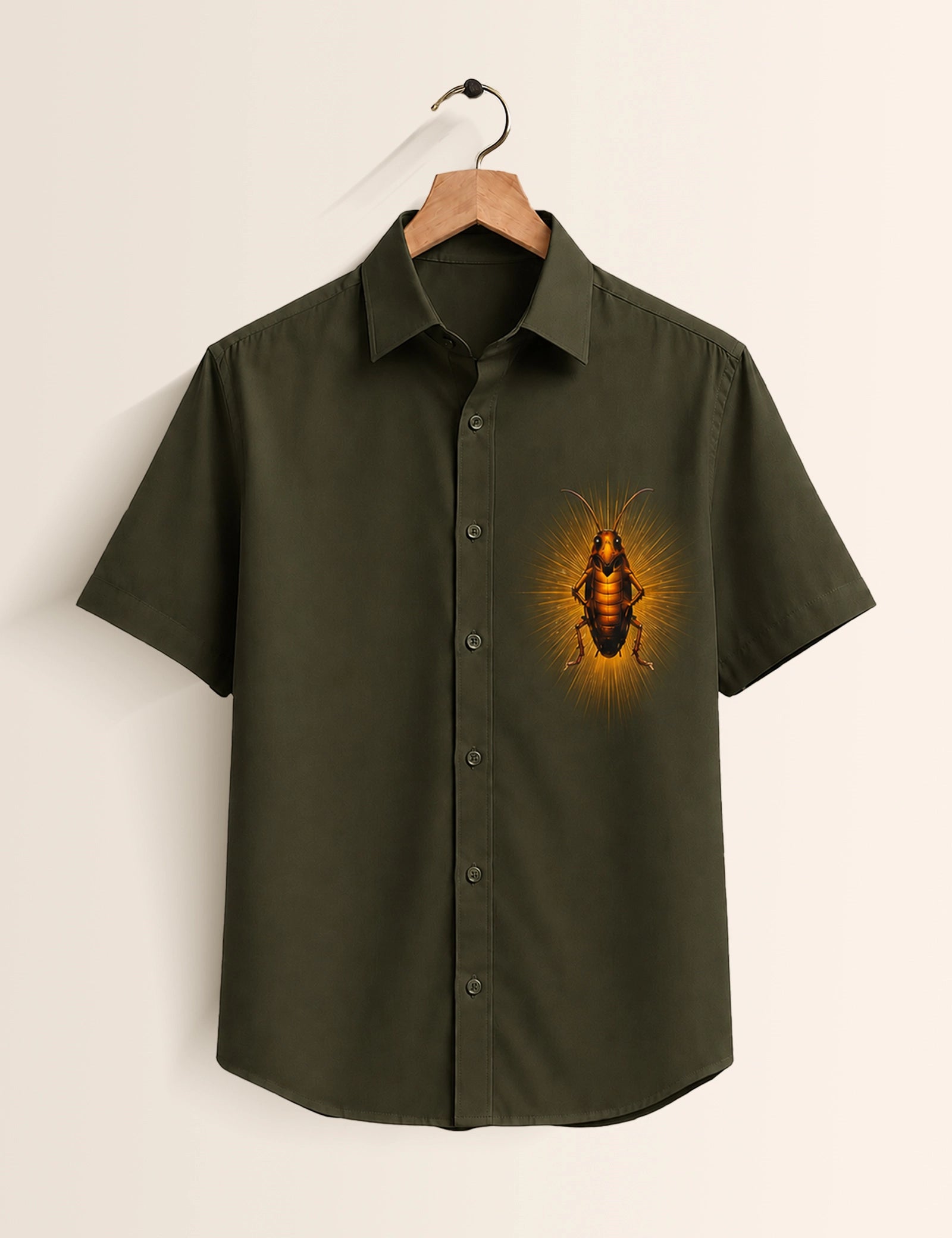 Green Cockroach Printed Boys Half Sleeves Shirts - XPST