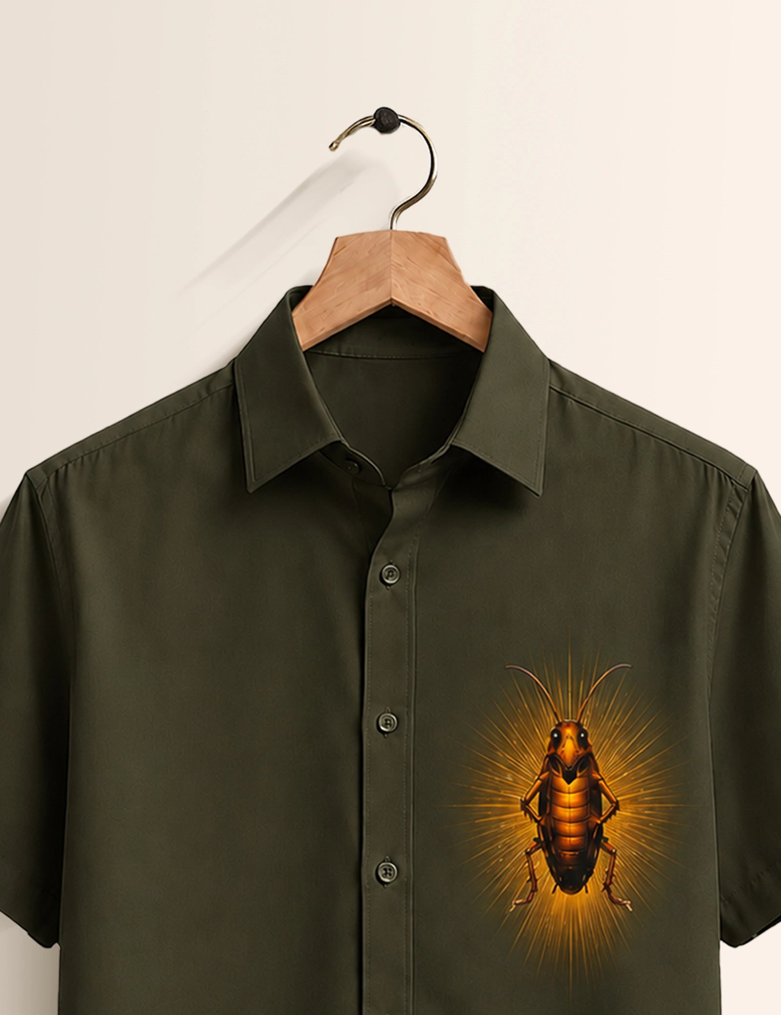 Green Cockroach Printed Boys Half Sleeves Shirts - XPST