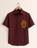 Maroon Cockroach Printed Boys Half Sleeves Shirts - XPST