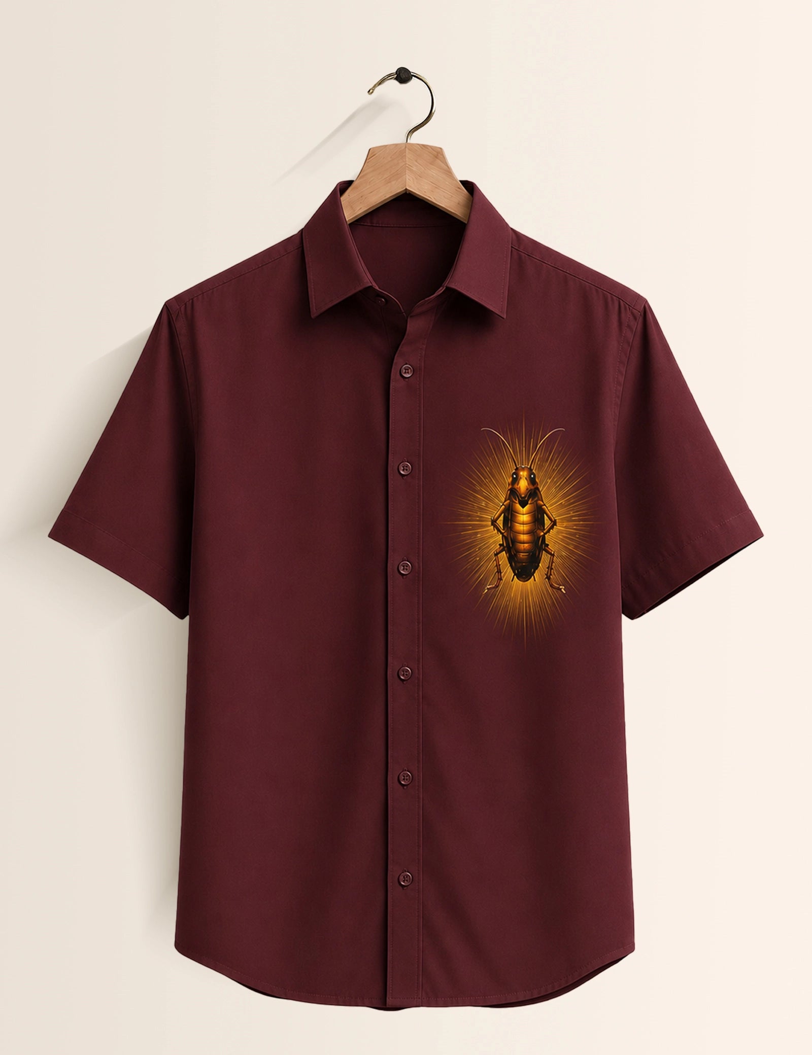 Maroon Cockroach Printed Boys Half Sleeves Shirts - XPST