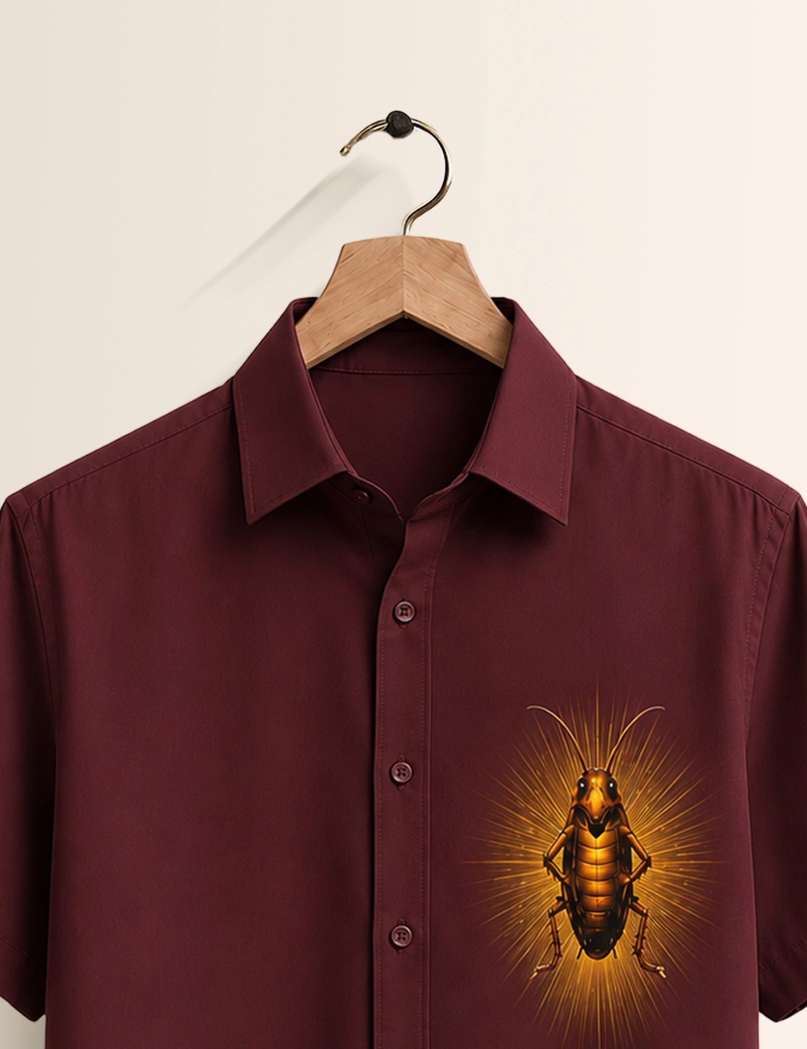 Maroon Cockroach Printed Boys Half Sleeves Shirts - XPST