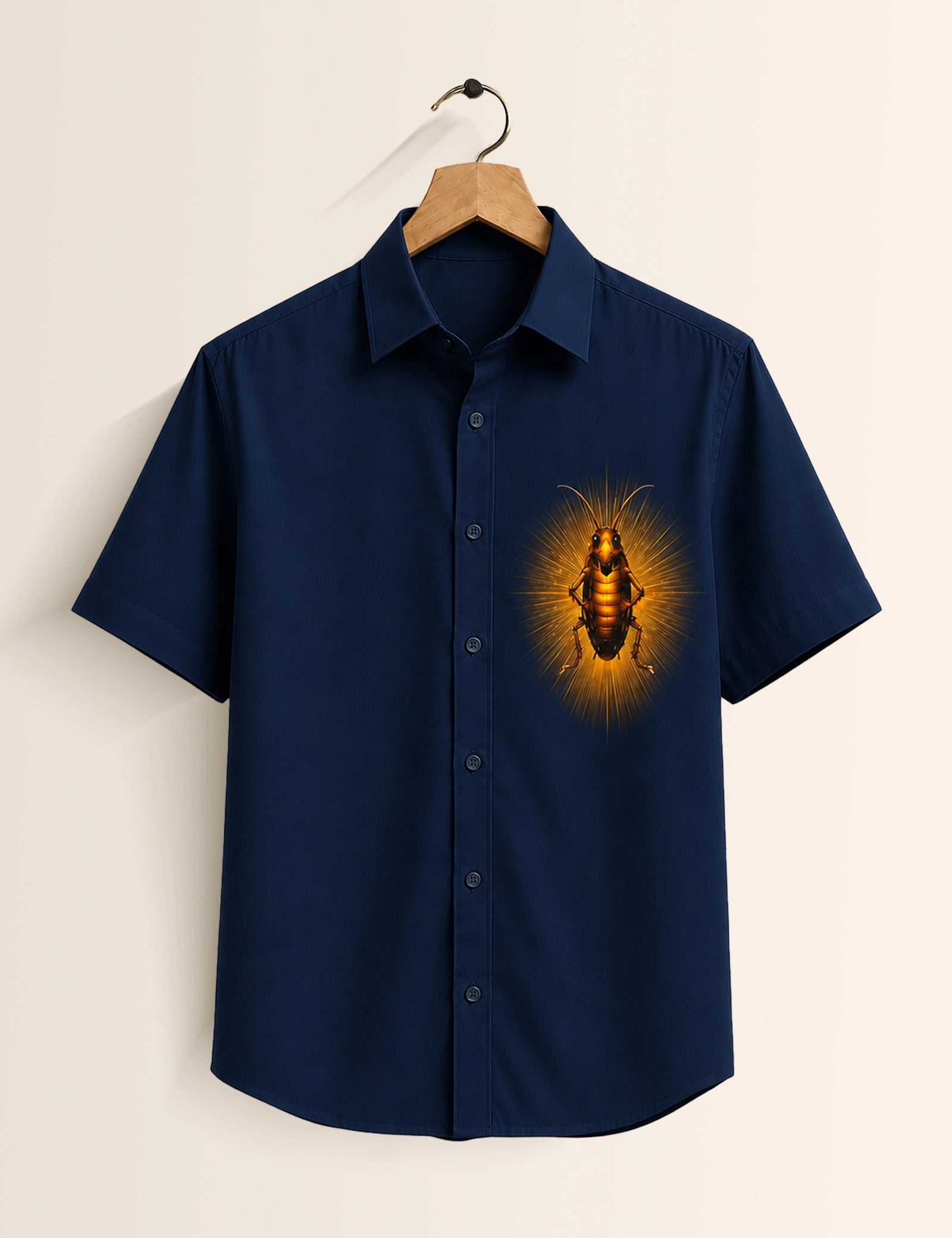 Navy Cockroach Printed Boys Half Sleeves Shirts - XPST