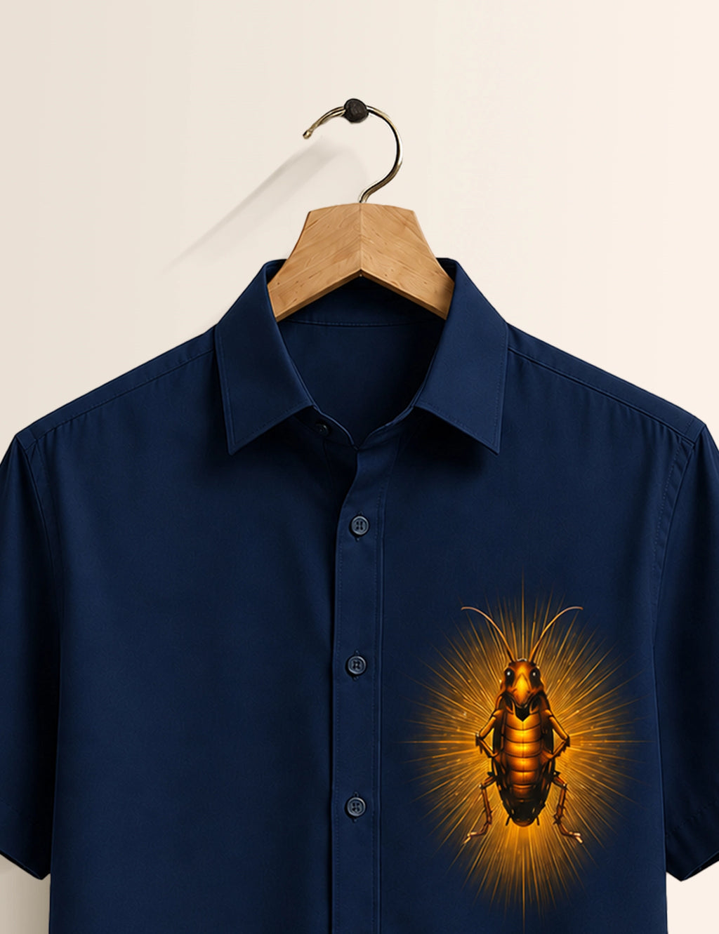 Navy Cockroach Printed Boys Half Sleeves Shirts - XPST