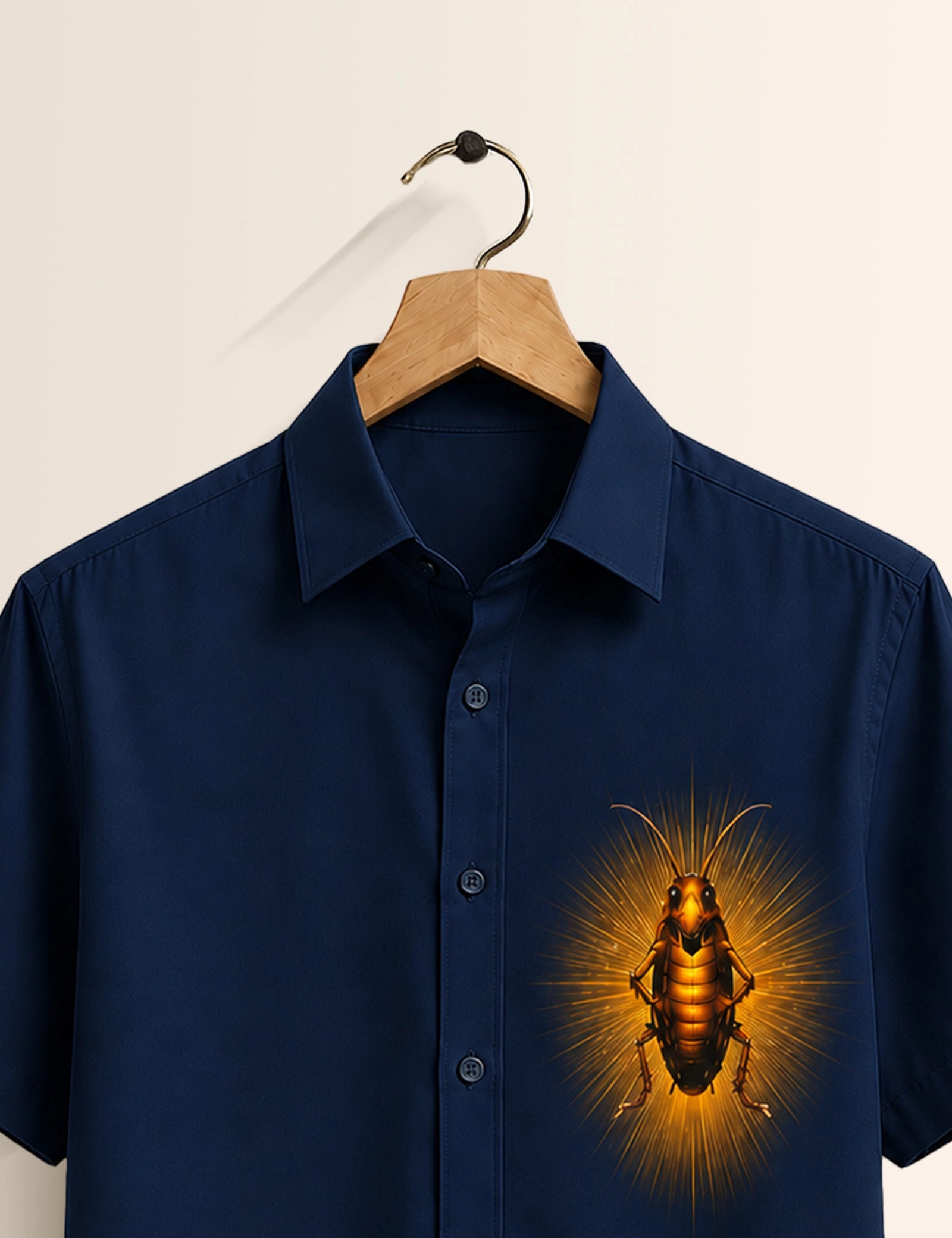 Navy Cockroach Printed Boys Half Sleeves Shirts - XPST