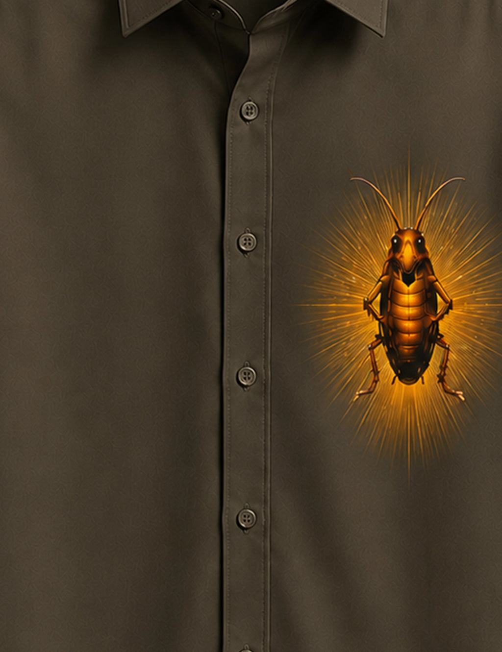 Olive Green Cockroach Printed Boys Half Sleeves Shirts - XPST