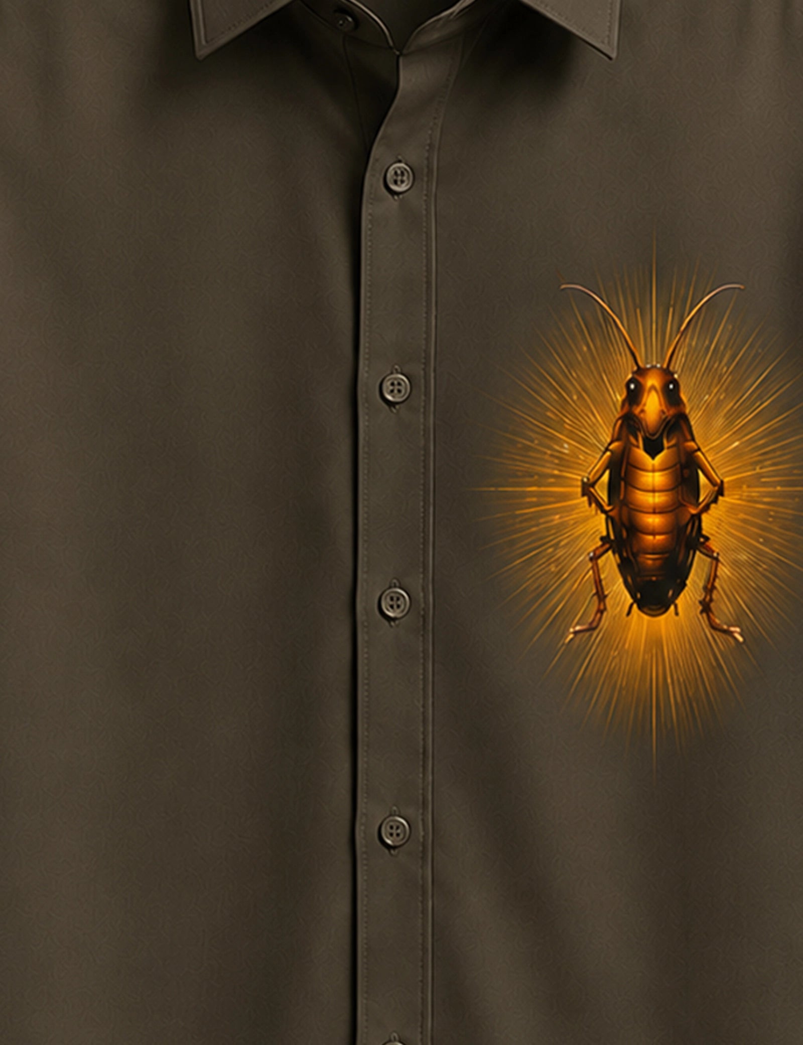 Olive Green Cockroach Printed Boys Half Sleeves Shirts - XPST