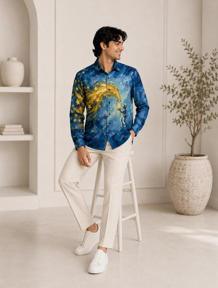 Astronaut Printed His & Hers Unisex Shirt