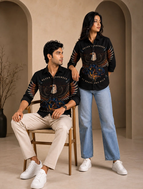 Black Eagle Printed His & Hers Unisex Shirt