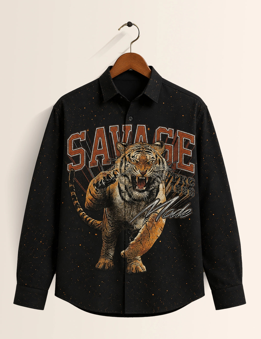 Black Tiger Printed His & Hers Unisex Shirt