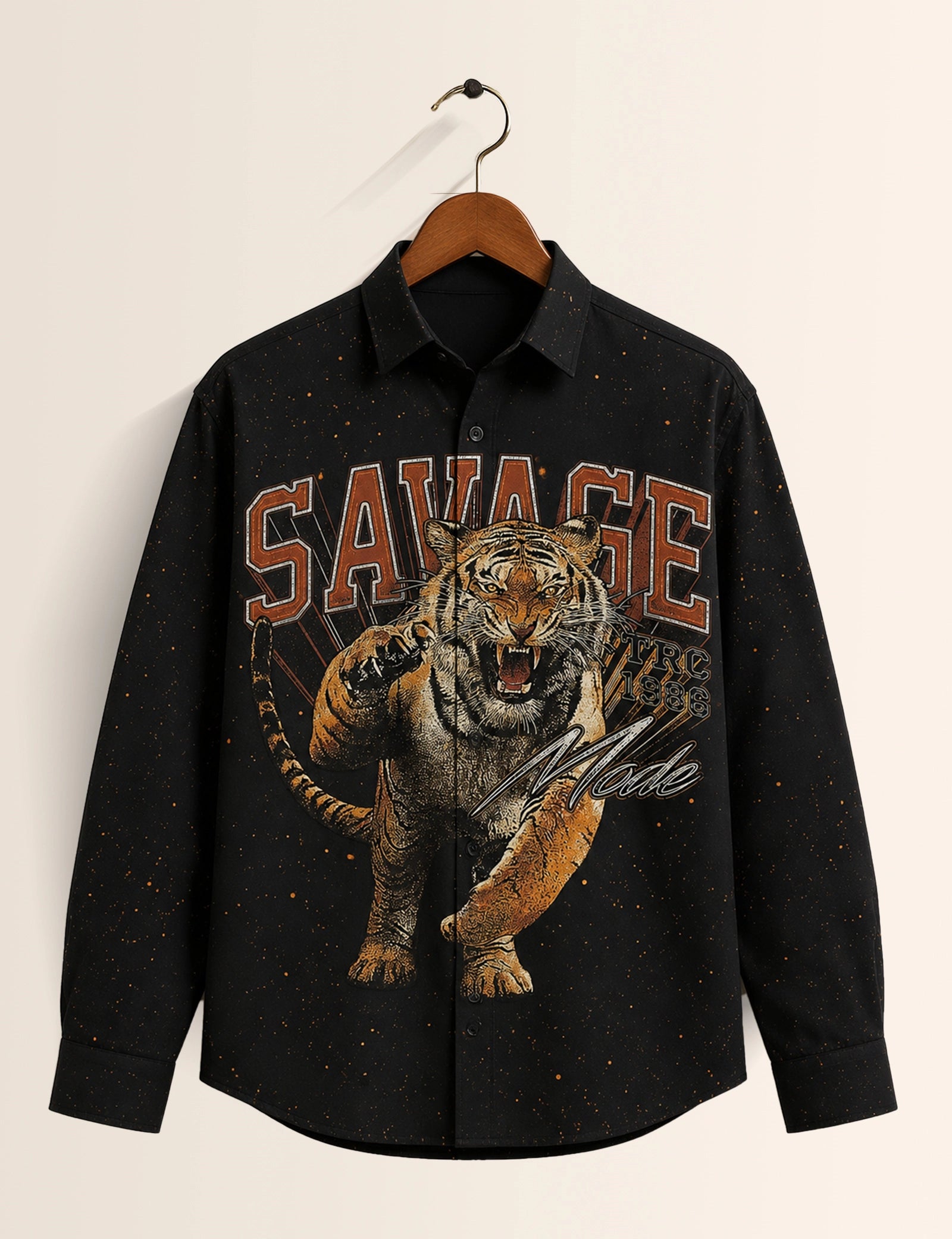 Black Tiger Printed His & Hers Unisex Shirt