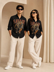 Black Tiger Printed His & Hers Unisex Shirt