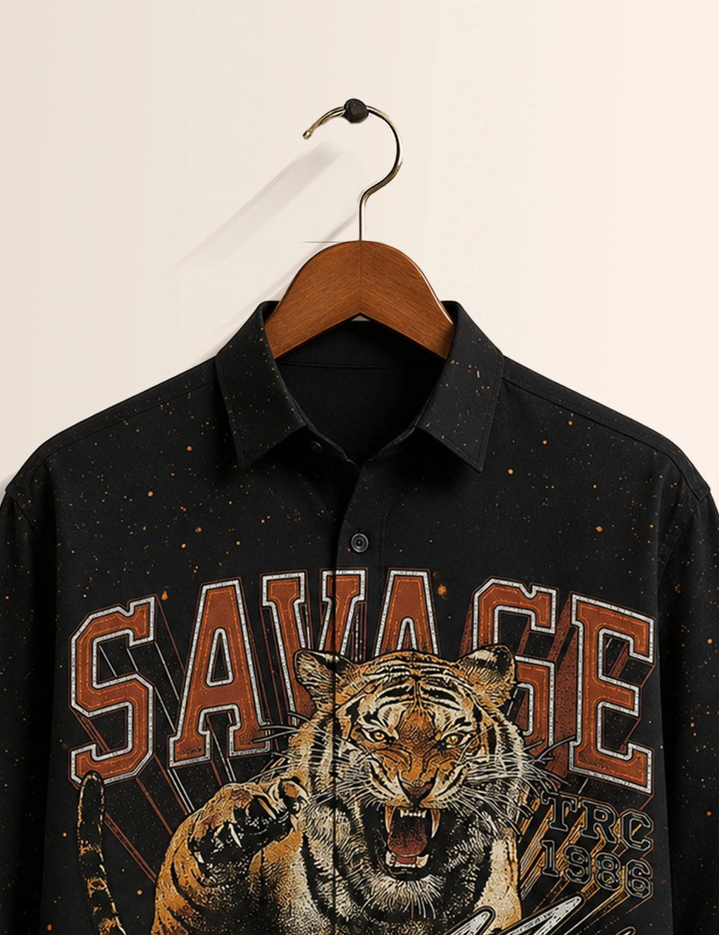 Black Tiger Printed His & Hers Unisex Shirt