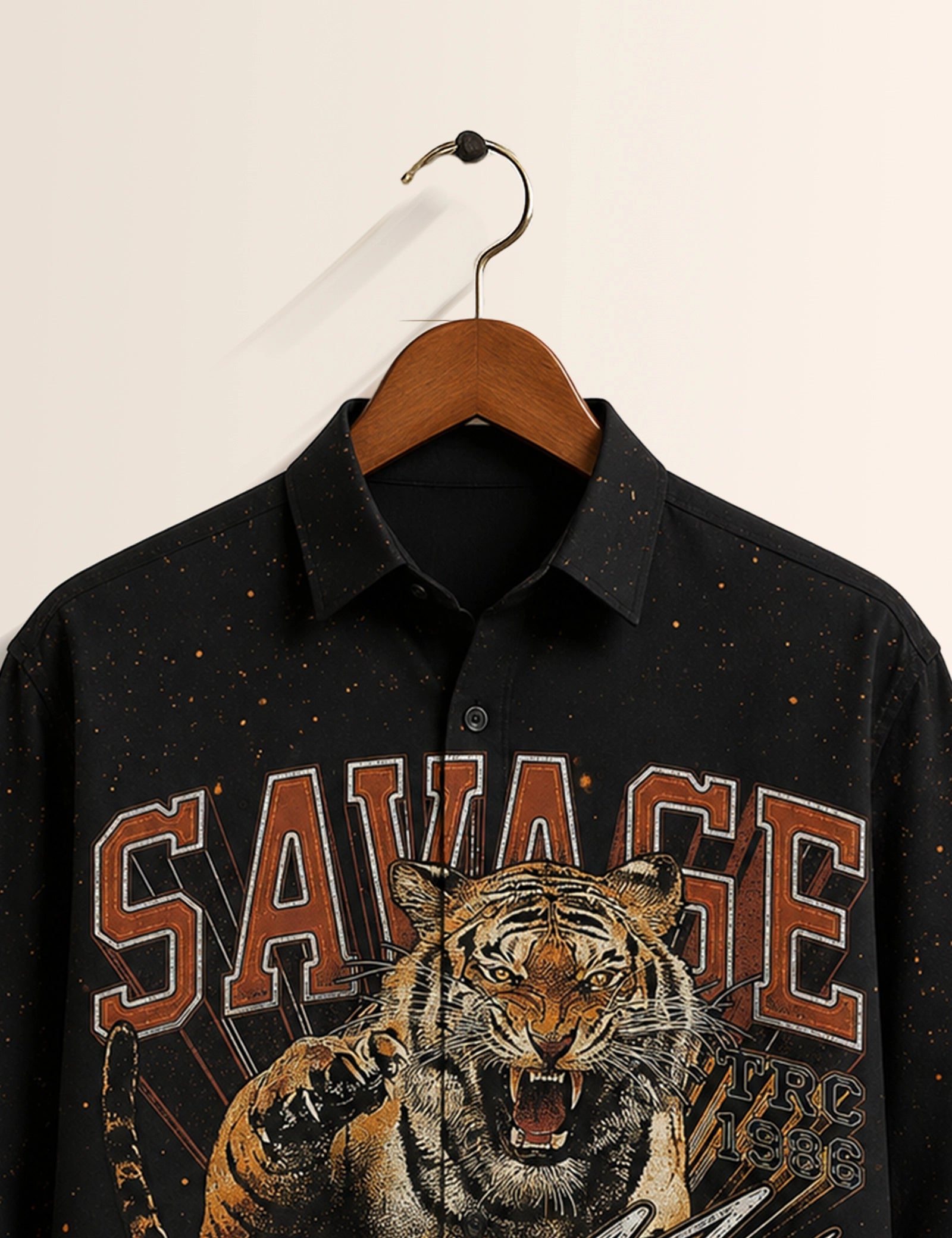 Black Tiger Printed His & Hers Unisex Shirt