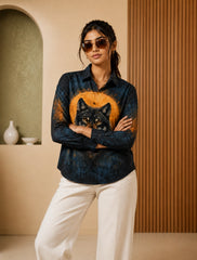 Black Wolf Printed His & Hers Unisex Shirt