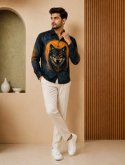 Black Wolf Printed His & Hers Unisex Shirt