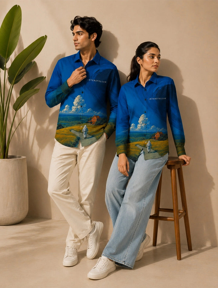 Blue Sky Printed His & Hers Unisex Shirt
