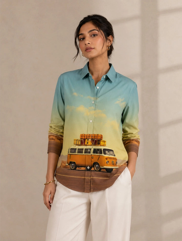 Bus Printed His & Hers Unisex Shirt
