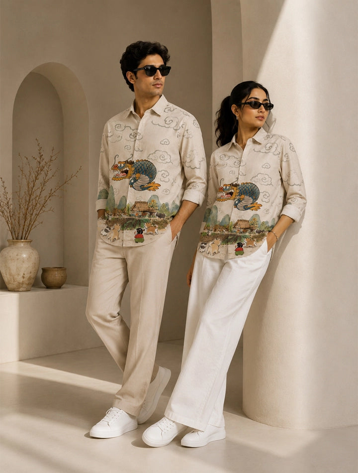 Cartoon Printed His & Hers Unisex Shirt
