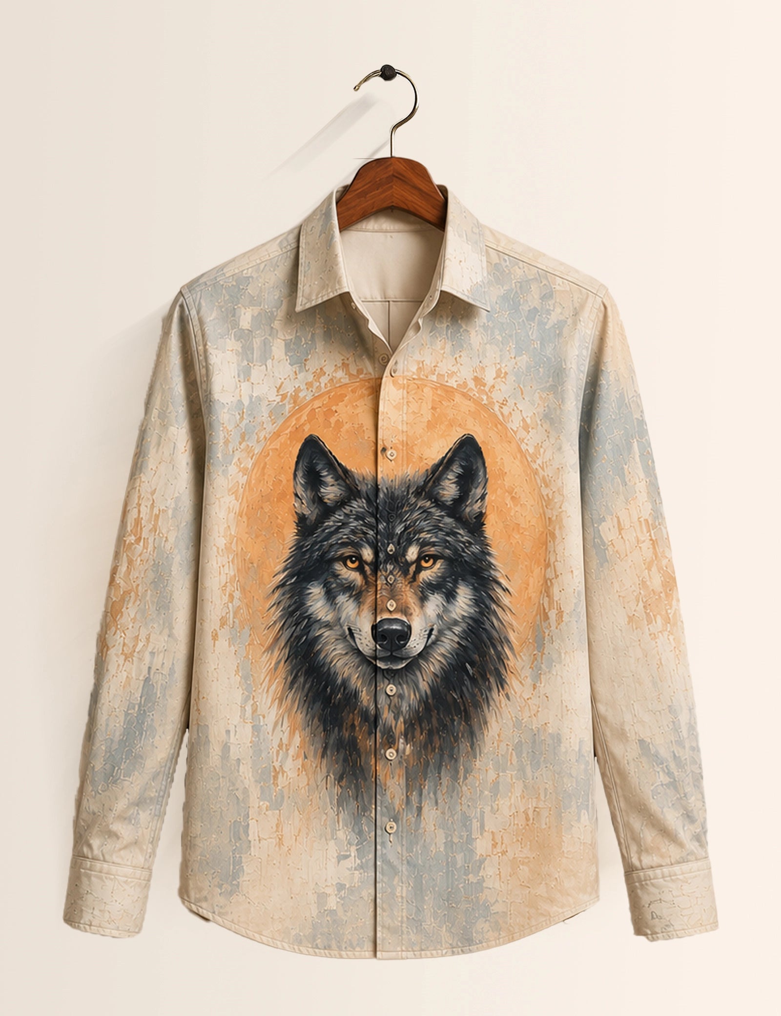 Cream Wolf Printed His & Hers Unisex Shirt