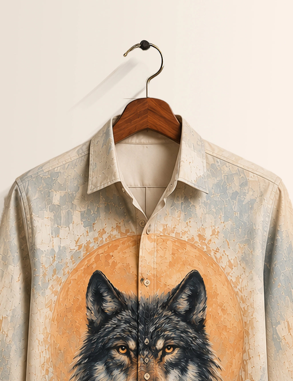 Cream Wolf Printed His & Hers Unisex Shirt