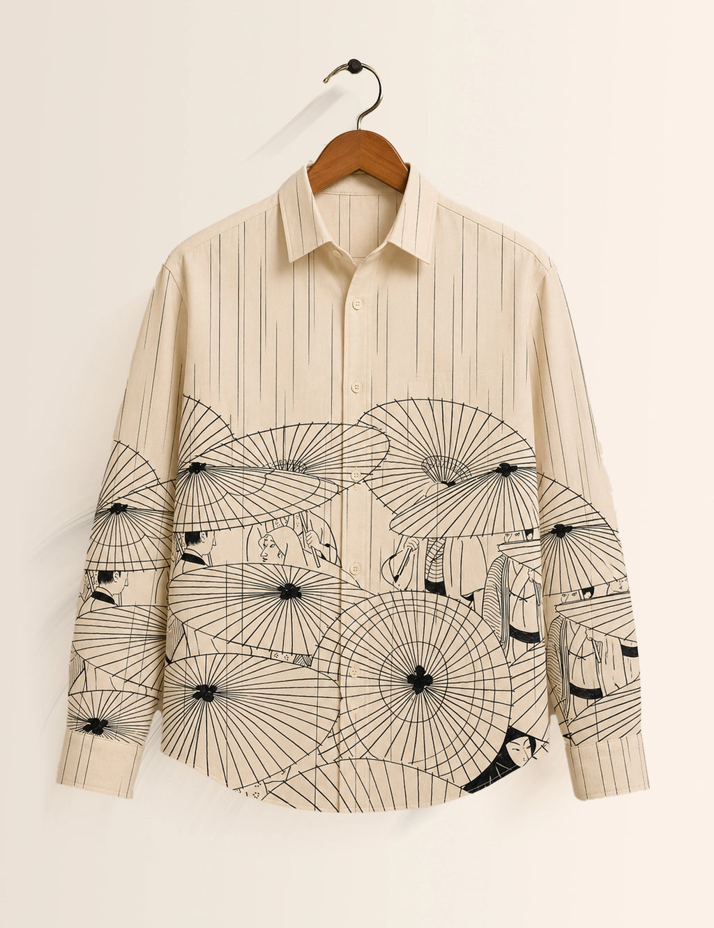 Cream Umbrella Printed His & Hers Unisex Shirt