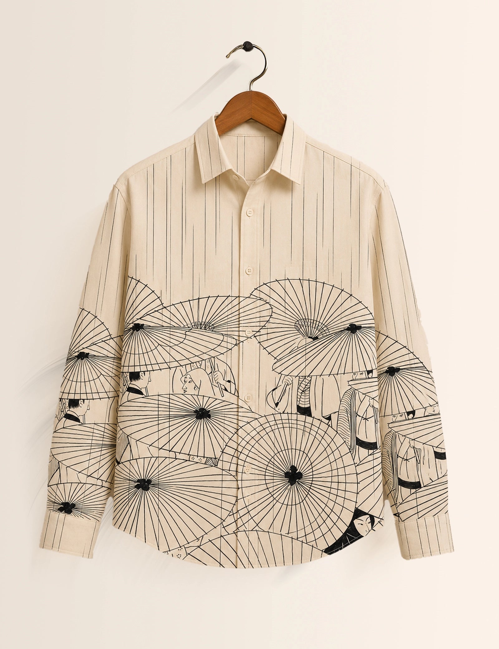 Cream Umbrella Printed His & Hers Unisex Shirt
