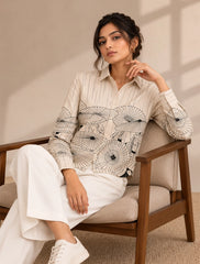 Cream Umbrella Printed His & Hers Unisex Shirt