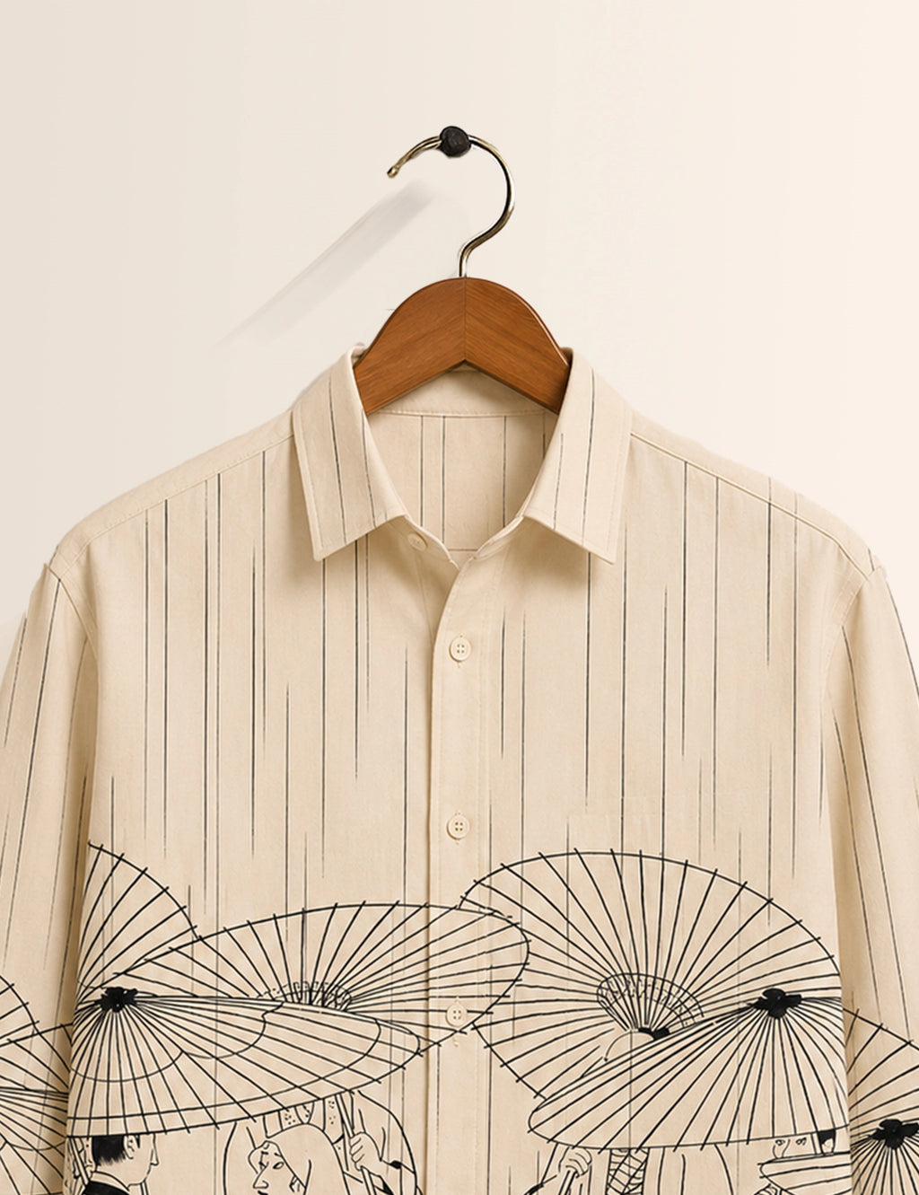 Cream Umbrella Printed His & Hers Unisex Shirt