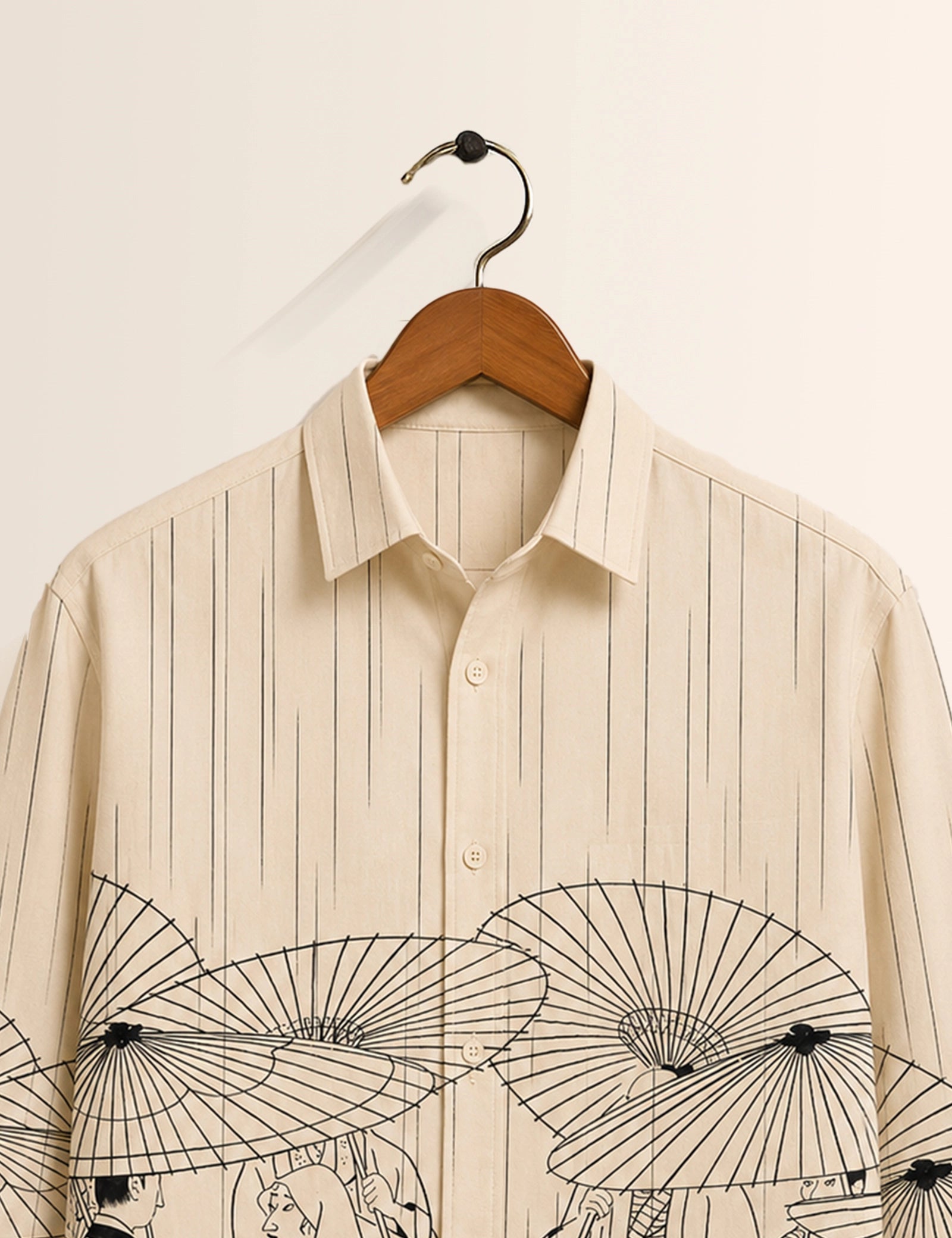 Cream Umbrella Printed His & Hers Unisex Shirt