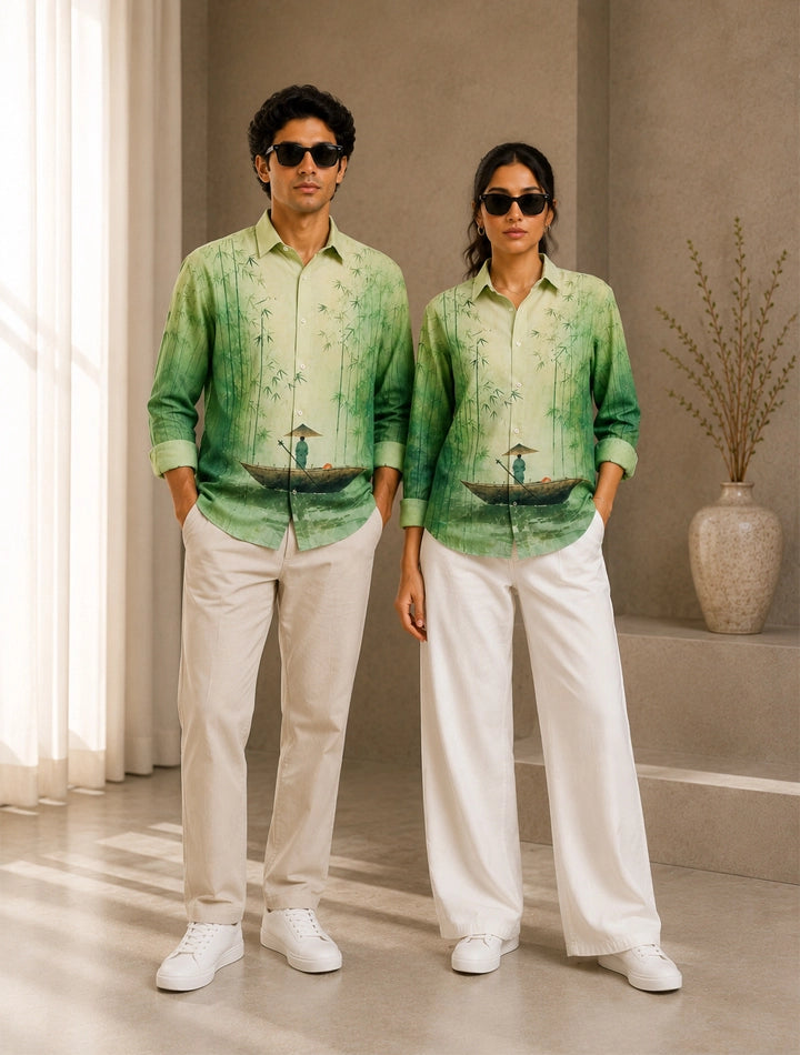 Green Forest Printed His & Hers Unisex Shirt