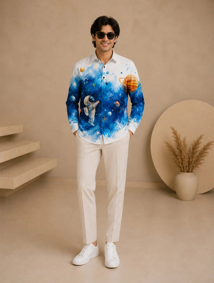 Space Printed His & Hers Unisex Shirt
