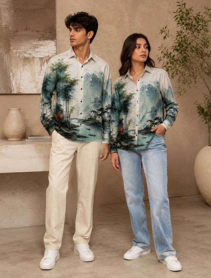 Village Printed His & Hers Unisex Shirt