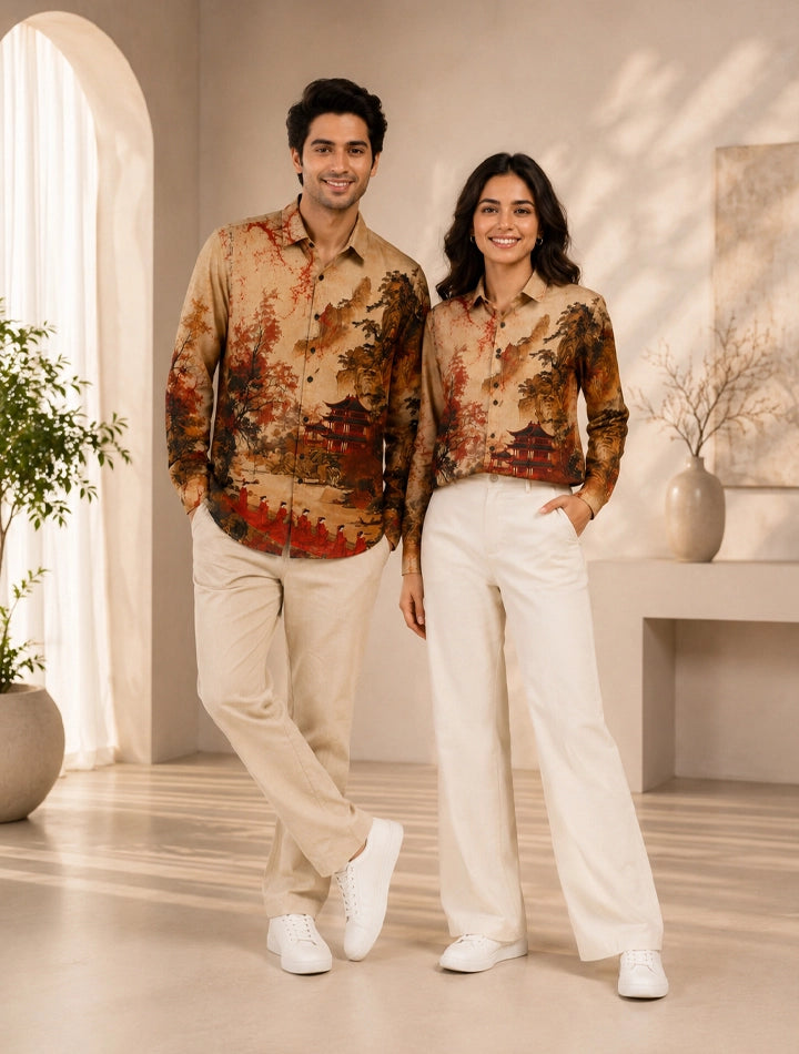 Vintage City Printed His & Hers Unisex Shirt
